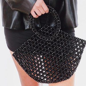 8 Other Reasons Black Beaded Mini Bag